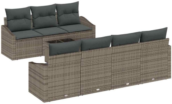 vidaXL Sofa Set mit Kissen mit Kissen 8 pcs Grau Poly-Rattan 3346629
