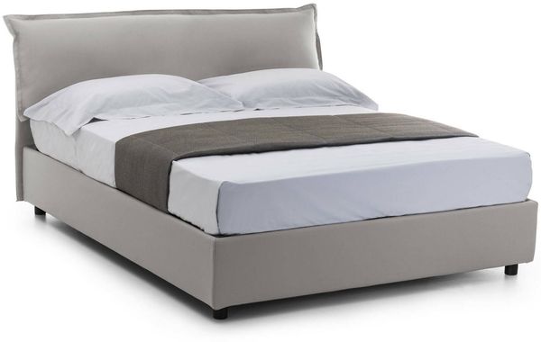 Dmora Amilcare-Doppelbett, Bettkasten mit abnehmbarem Bezug, gepolstertem Kopfteil und Bettkastenrahmen, 100 % Made in Italy, inklusive Matratze 160 x 190 cm, Grau