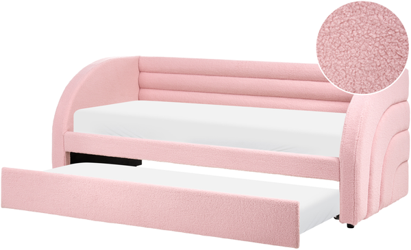 Ausziehbett Bouclé ALBIAC 90x200 cm Pastellrosa