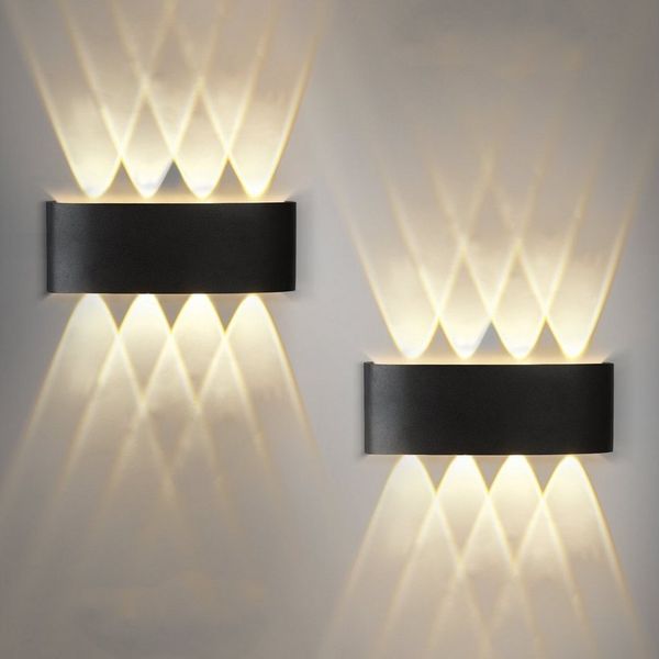 Nettlife LED Wandleuchte Innen Wandlampe Schwarz 5W 2ER, 65, LED fest integriert, Warmweiß, Flur Wohnzimmer Schlafzimmer