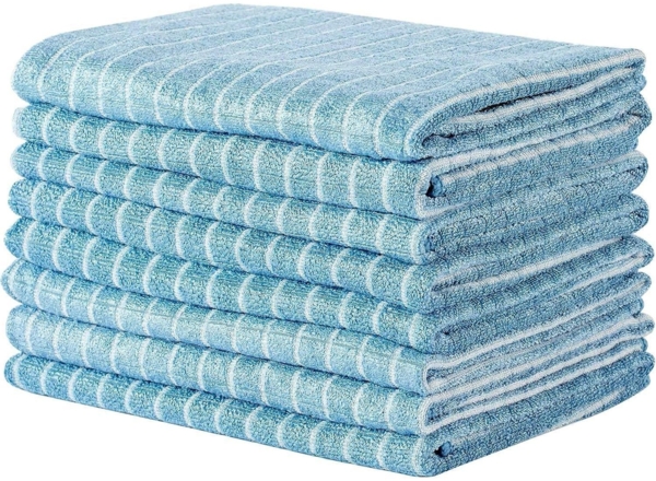 8er-Set Bambus Microfaser Geschirrtücher 45x65cm Blau Küchentücher