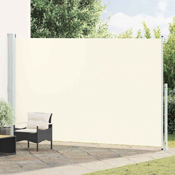 Seitenmarkise Ausziehbar, Balkon Sichtschutz 220x500 cm Creme