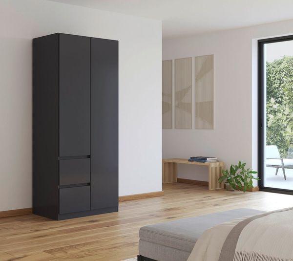 rauch Drehtürenschrank Kleiderschrank Schrank Garderobe Garderobenschrank MAINZ grifflose Front, Außentüren mit Push-to-Open Funktion MADE IN GERMANY