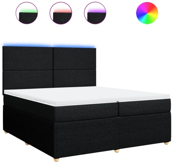 vidaXL Boxspringbett mit Matratze Schwarz 200x200 cm Stoff 3294458