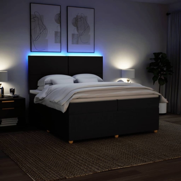 vidaXL Boxspringbett mit Matratze Schwarz 200x200 cm Stoff 3294458 Bild 3