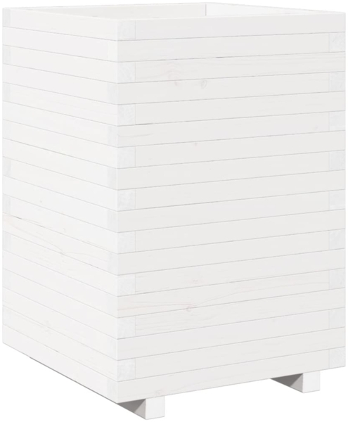 vidaXL Pflanzkübel Weiß 50x50x72,5 cm Massivholz Kiefer 3282575
