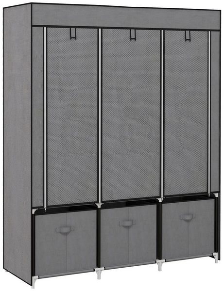 MC Star Kleiderschrank Garderobe Faltbar Stoffschrank, Faltschrank mit Reißverschluss (Vliesstoff, Dunkelgrau, 125x43x162,5cm)