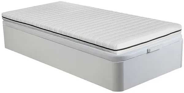 Vente-unique - NASUS Mattress and bed base set StoffHolz, Platte Weiß - B 90 cm x H 10 cm30 cm x L 190 cm