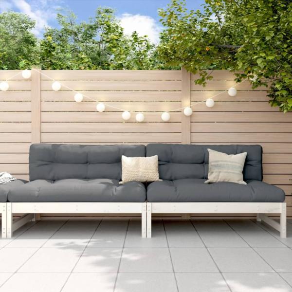 vidaXL Garten-Mittelsofas 2 Stk. Weiß 120x80 cm Massivholz Kiefer 825717