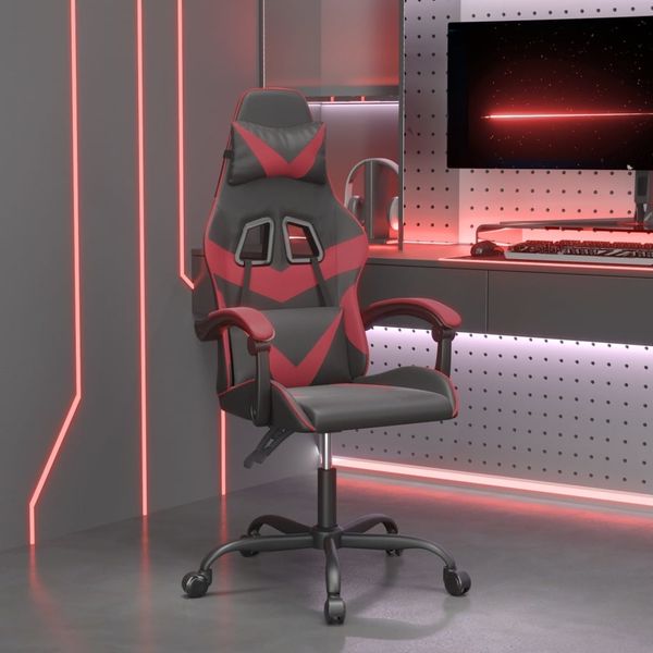 vidaXL Gaming-Stuhl Drehbar Schwarz und Weinrot Kunstleder [349550]