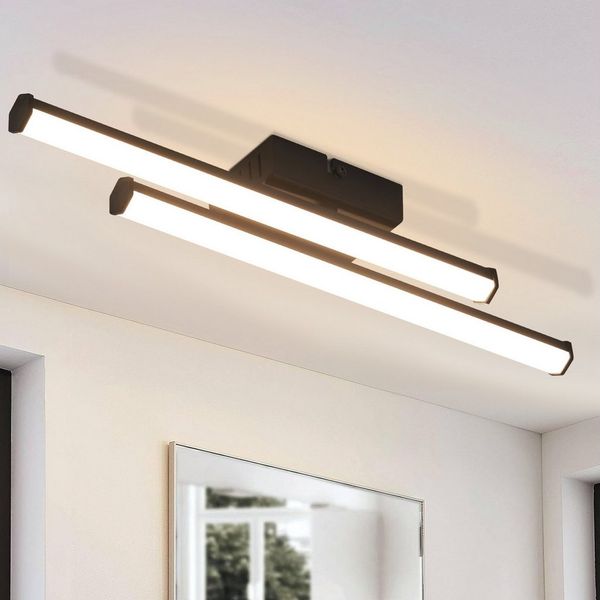 ZMH LED Deckenleuchte Wohnzimmer Schwarz Modern Wadnleuchte Innen 3000K für Küche Flur, Augenschutz, Einfache Installtion, LED fest integriert, Warmweiß