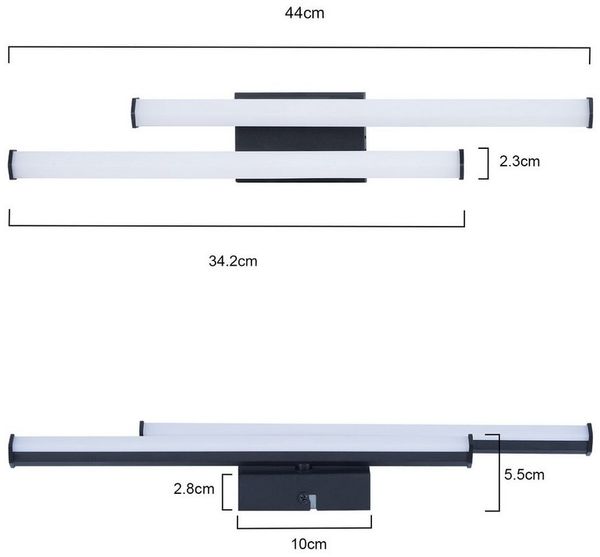 ZMH LED Deckenleuchte Wohnzimmer Schwarz Modern Wadnleuchte Innen 3000K für Küche Flur, Augenschutz, Einfache Installtion, LED fest integriert, Warmweiß