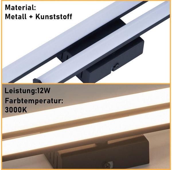 ZMH LED Deckenleuchte Wohnzimmer Schwarz Modern Wadnleuchte Innen 3000K für Küche Flur, Augenschutz, Einfache Installtion, LED fest integriert, Warmweiß Bild 4