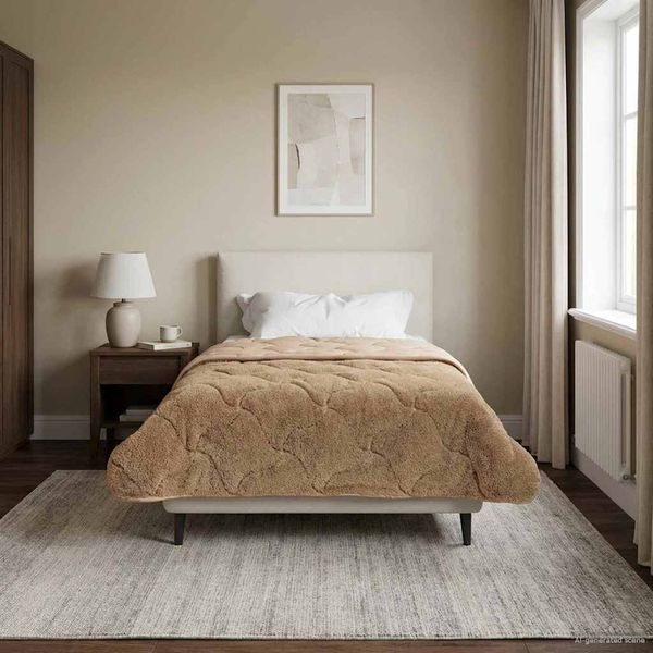 vidaXL Winterbettdecke Taupe 135 x 220 cm Mikrofaser und Teddy-Fleece 42026354