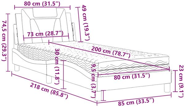 vidaXL Bett "Viana" mit Matratze Schwarz 80x200 cm Kunstleder 3208754 Bild 11