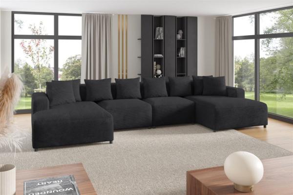 Wohnlandschaft Sofa U-Form Designersofa MEGAN in Stoff Poso Anthrazit