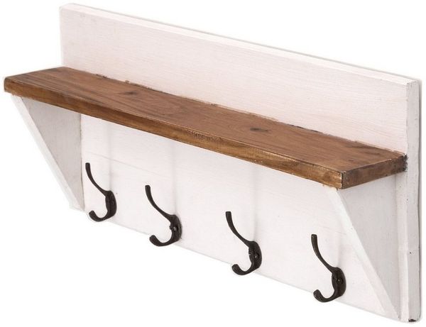 DESIGN DELIGHTS Wandgarderobe WANDGARDEROBE MIT REGAL "VINTAGE", 60x26cm (BxH), Kleiderhaken, 06