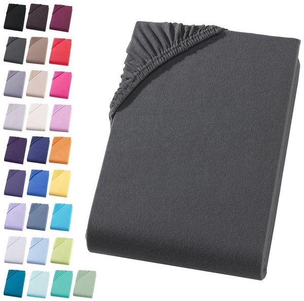 Visaggio Spannbettlaken Jersey aus 100% Baumwolle Spannbetttuch Bettlaken, Jersey, Gummizug: rundum, Spannbettlaken, für Matratzenhöhen bis 22 cm, Steghöhe 30 cm