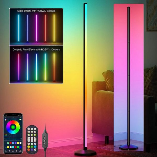 MUPOO LED Stehlampe LED Stehleuchte,RGB LED Eckleuchte mit Musiksynchronisation & Timer, mit Fernbedienung und APP, 16 Millionen Farben,für Spielzimmer