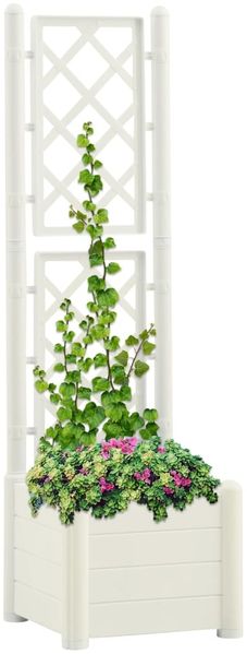 vidaXL Pflanzkübel mit Spalier 43x43x142 cm PP Weiß 313979