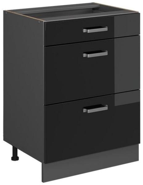 Vicco Unterschrank R-Line Schwarz Hochglanz/Anthrazit 60cm ohne Arbeitsplatte