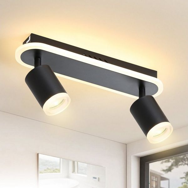 Nettlife LED Deckenstrahler Schwarz 2/3/4 Flammig GU10 Metall Modern Deckenspot, Schwenkbar 330°, LED wechselbar, Warmweiß, Schlafzimmer Flur Esszimmer Küche Wohnzimmer