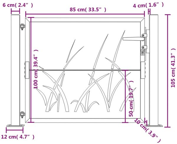 vidaXL Gartentor Anthrazit 100x100 cm Stahl Gras-Design 153167 Bild 9