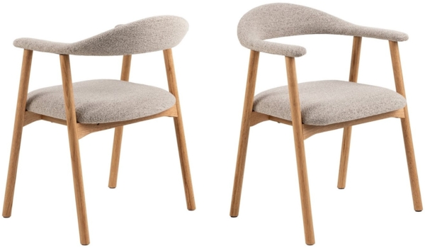 Holzstuhl >Addi< (2er-Set) in Beige, Stoff, Massivholz - 56x75,5x54cm (BxHxT)