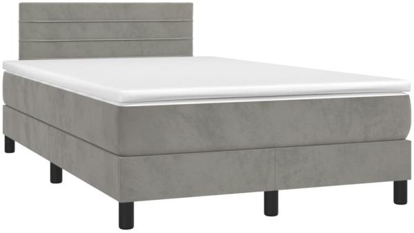 vidaXL Boxspringbett mit Matratze & LED Hellgrau 120x190 cm Samt 3270159