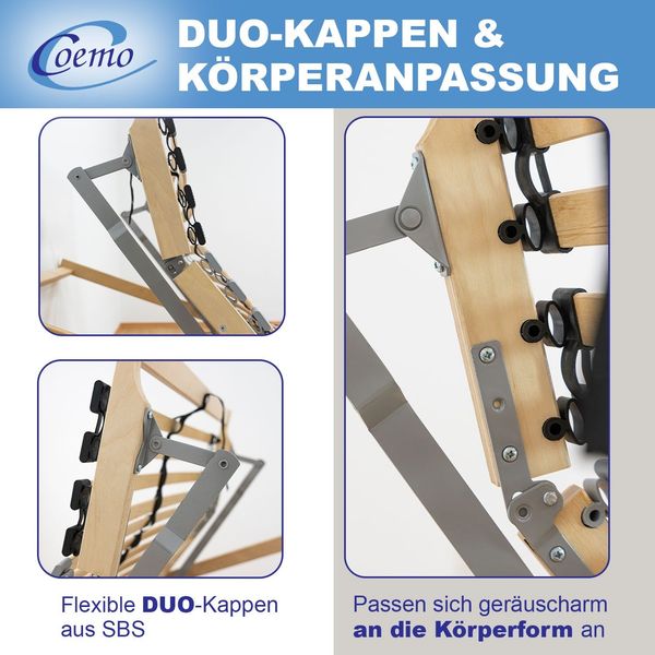 Coemo Lattenrost 'ERGO KF MOTOR', Kopfteil & Fußteil motorisch verstellbar, elektrischer Lattenrost stufenlos verstellbar, Not-Aus, 70x200 cm Bild 4