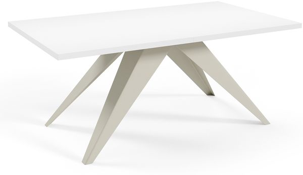 MEBLINI Esstisch Ausziehbar aus Metall - 140-240 x 80 x 76 cm - VENTI - Weiß Matt/Kaschmir - Loft - Esszimmertisch Modern - Küchentisch - Ausziehtisch - Dining Table
