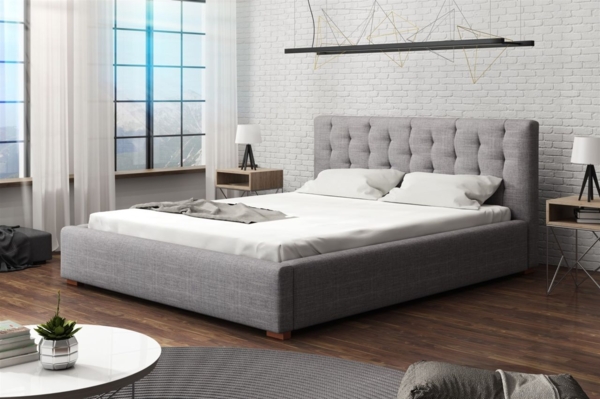 Polsterbett Bett Doppelbett LUCCA Stoff 120x200cm Stoff Sawana Hellgrau