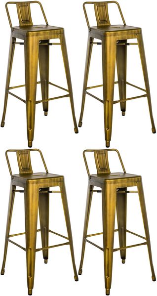 CLP Barhocker 4er Set mit Lehne im Industrial-Look Mason, mit Rückenlehne,gold