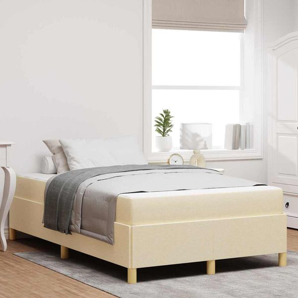 vidaXL Bettrahmen mit Matratze Creme 120 x 200 cm Stoff 3398932