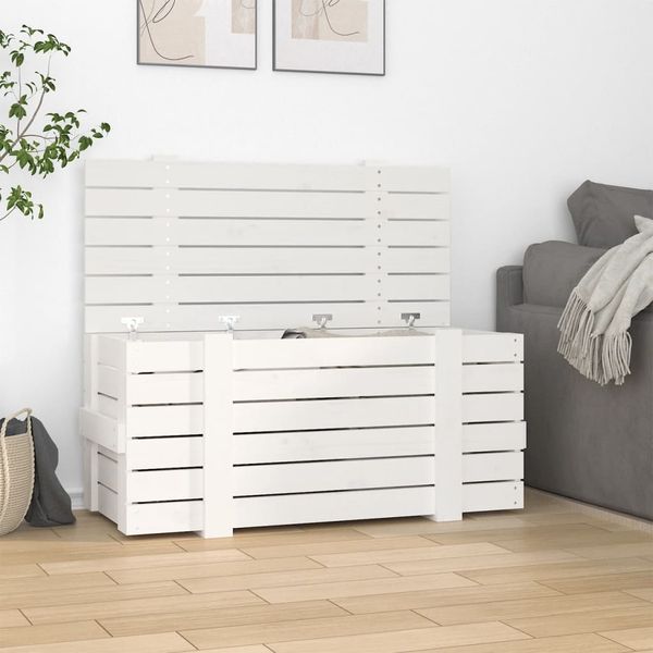 vidaXL Truhe Weiß 91x40,5x42 cm Massivholz Kiefer 824999