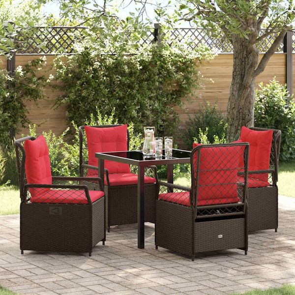 vidaXL Garten Essgruppe 5 pcs Braun Poly-Rattan 3381045