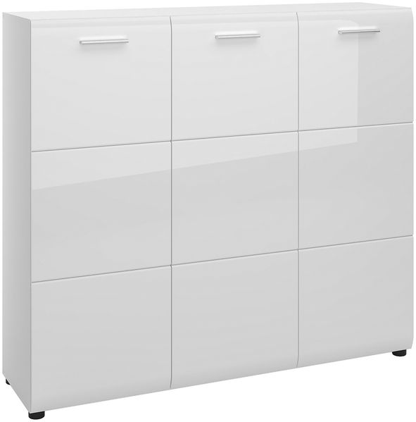 Schuhschrank Kommode 135 cm breit weiß Hochglanz MALABO-129