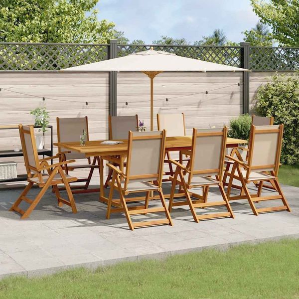 vidaXL 9-tlg. Garten-Essgruppe Massivholz Akazie und Textilene 3279321