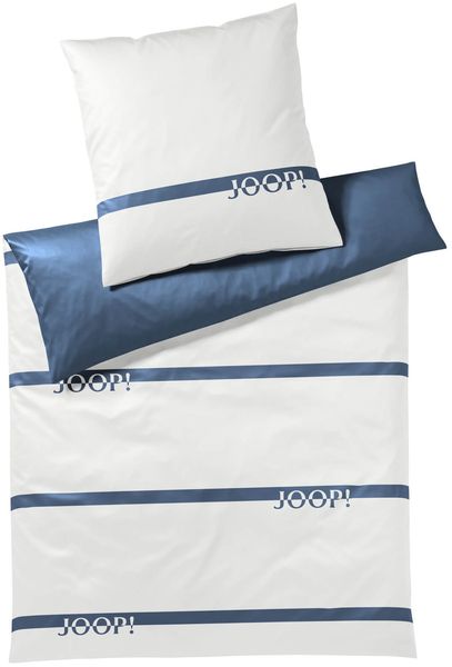 JOOP! Bettwäsche Logo Stripes 4101 2 Aqua Mako Satin 155 x 220 + 80 x 80 cm