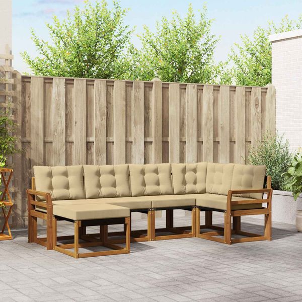 vidaXL Outdoor-Sofagarnitur mit Kissen 6 pcs Natur und Beige 3368836