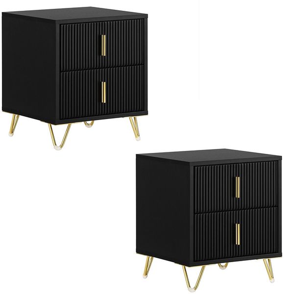 SoBuy FBT115-SCHX2 Nachttisch, MDF, Lackiert, Schwarz, 40 x 47 x 36 cm