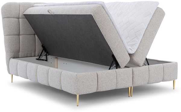 Boxspringbett Schlafzimmerbett GRAZIA 180x200cm Stoff Corbett Silbergrau Bild 4