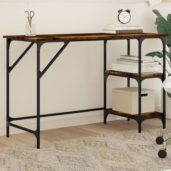vidaXL Schreibtisch Räuchereiche 120x50x75 cm Metall Holzwerkstoff 845323