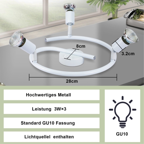 ZMH Verstellbarer LED Deckenstrahler GU10 3 Flammig Deckenspots Industrial Wohnzimmer Bild 2