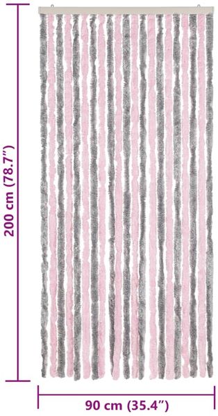 vidaXL Fliegenvorhang Silbergrau und Rosa 90x200 cm Chenille 377362 Bild 7