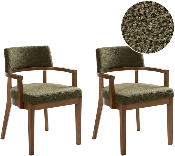 Esszimmerstuhl 2er Set DALBO Bouclé Dunkelbraun Grün