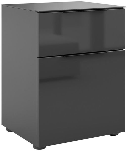 Nachtkommode >style< in anthrazit matt - Glas anthrazit - 45x60,3x40cm (BxHxT)