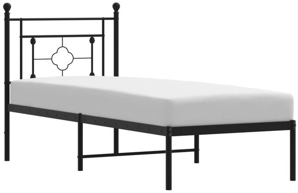 Einzelbettgestell Design für Erwachsene mit Kopfteil Metall Schwarz 75x190 cm d2755e