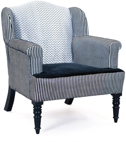 Inter Link 99805092 Sessel, Massivholz, Polyester, schwarz / silber, 80 x 65 x 90 cm