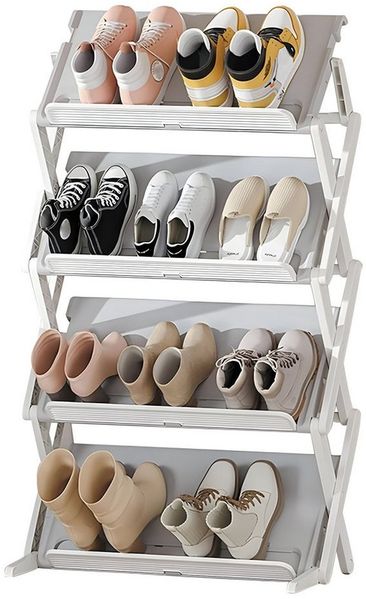TUWENA Schuhregal Faltbares Schuhregal, Mehrschichtiges Hoch Schuh Organizer, 4 Etagen